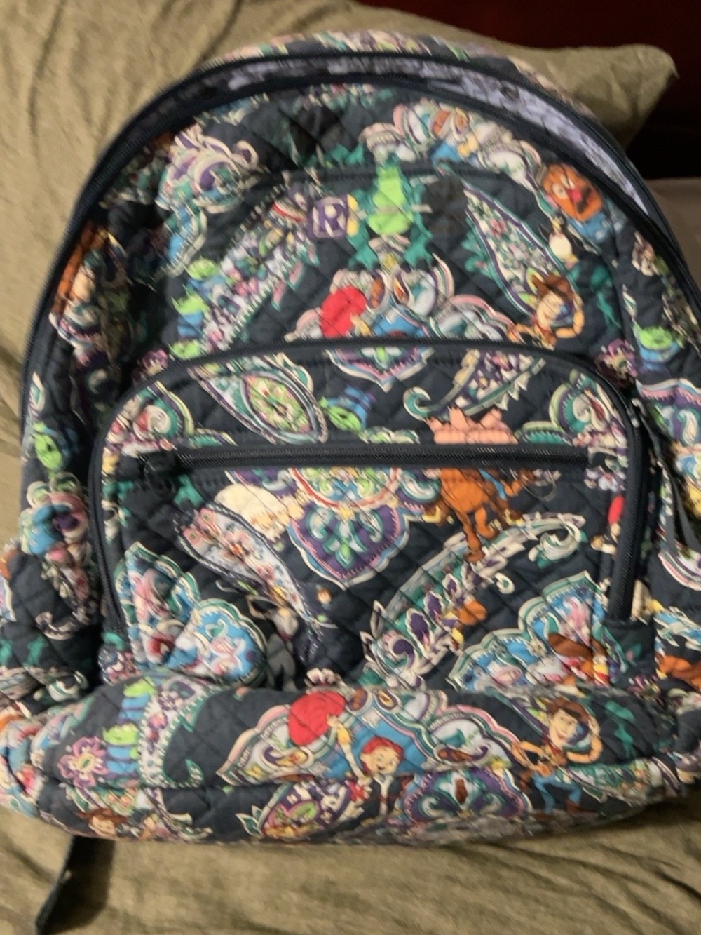 Vera Bradley Navy Quilted Backpack with Multicolor Paisley Motif